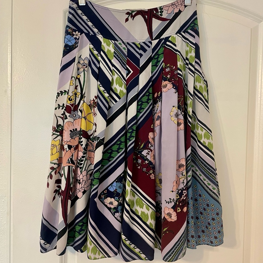 Tory Burch Pleated Silk Skirt